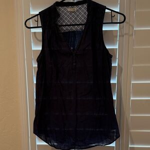 Odille Navy Sleeveless V-Neck top